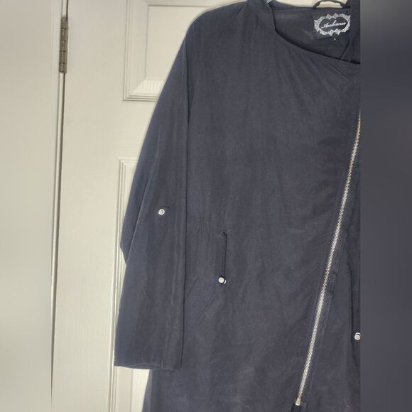 Ambiance L Black Lightweight Pockets Zipper Asymmetrical Women's Jacket Hoodie - Picture 6 of 9